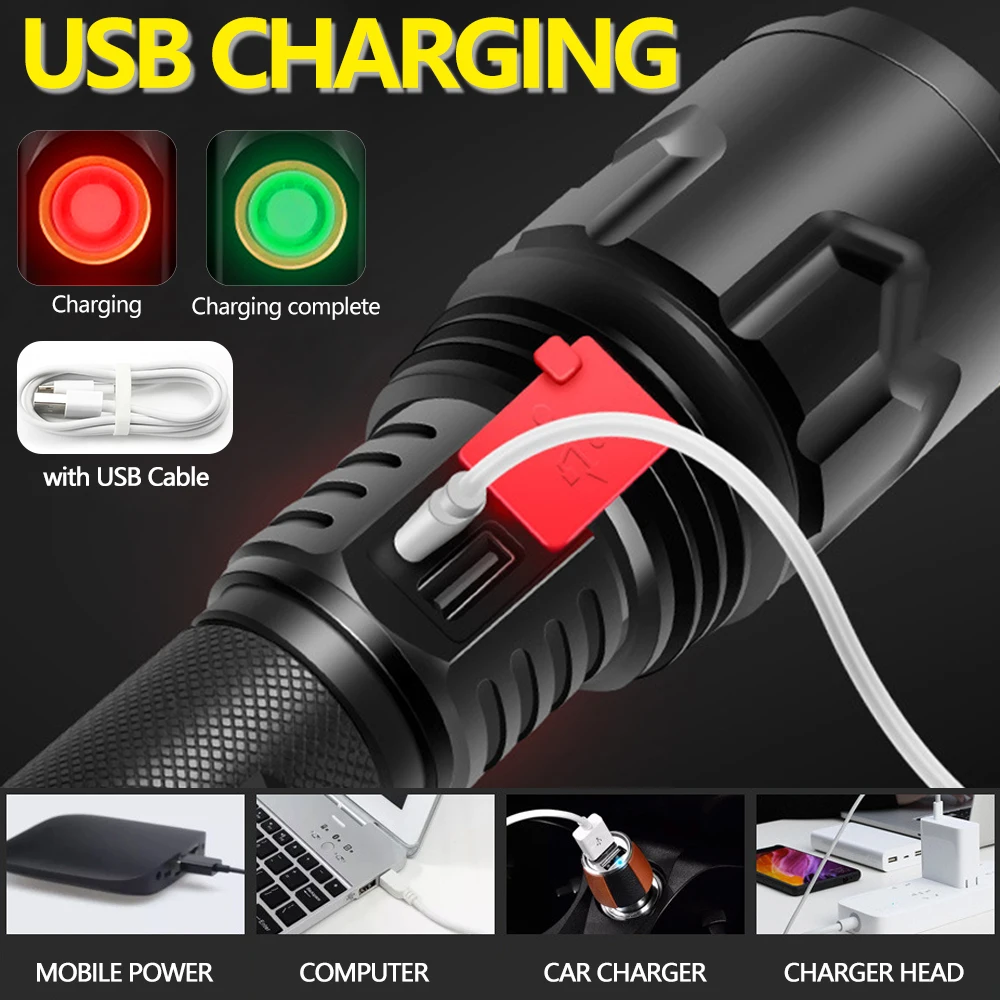 Самый мощный светодиодный фонарь XHP70.2, перезаряжаемый фонарь XHP50, usb-фонарь с зумом, XHP70, Охотничья лампа, 26650, для рыбалки