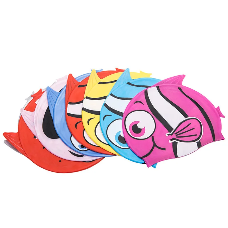 

Ear Protect Swimming Cap Children Boys Girls Silicone Waterproof Kids Piscina Swim Pool Caps Elastic Fish Cartoon Diving Hat