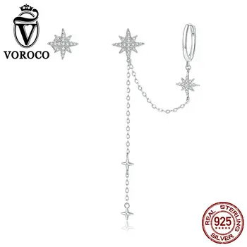 

VOROCO 2020 925 Sterling Silver Fashion Zircon Shining Stars Earrings Best Gift Mysterious Charm For Lady Fashion Jewelry BNE433