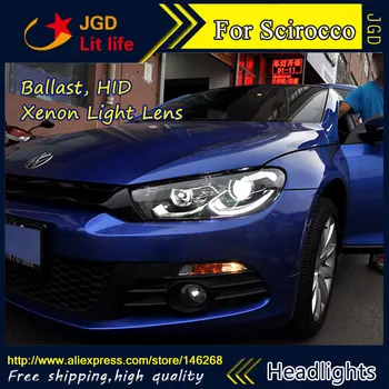 

Free shipping ! Car styling LED HID Rio LED headlights Head Lamp case for VW Scirocco 2009-2015 Bi-Xenon Lens low beam