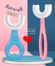 Brosse à dents en forme de U pour enfants, 360 degrés, en Silicone souple, soins buccaux, nettoyage 