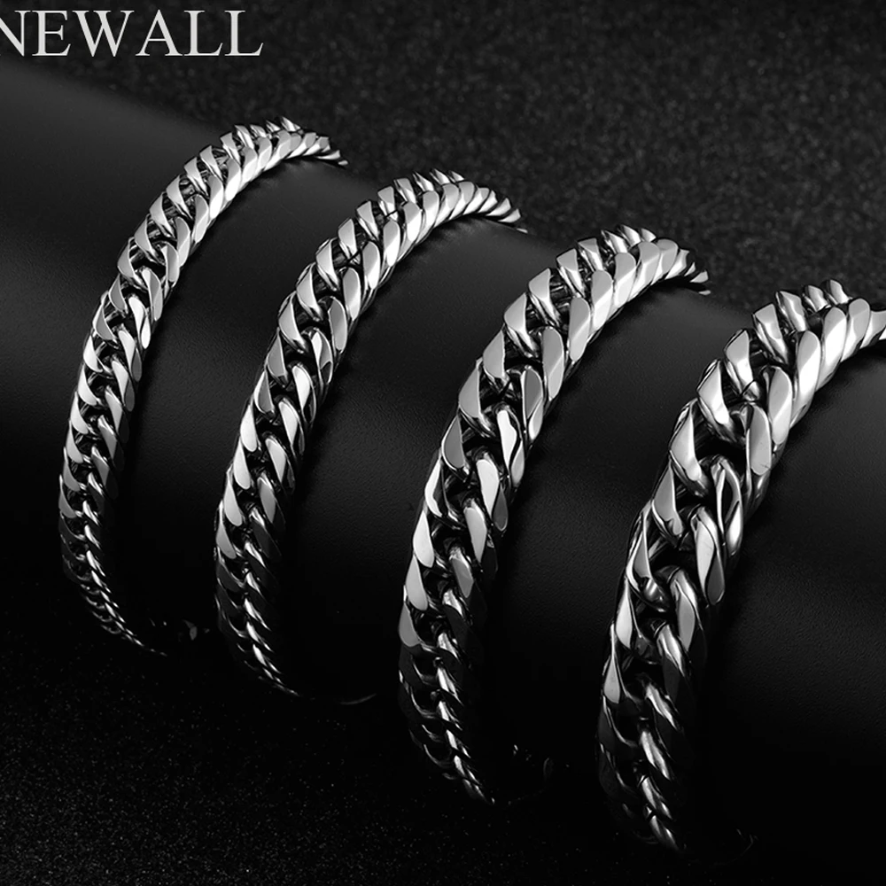 Newall мужской браслет из нержавеющей стали высшего качества с золотой кубинской цепочкой 8-14 мм толще ширина trendyjewelry