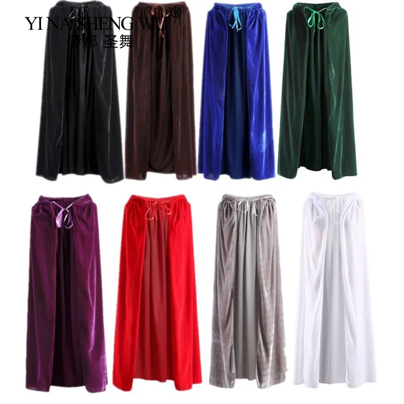 

Бархатная накидка на Хэллоуин для взрослых, средневековый костюм с капюшоном, костюм ведьмы, Викки, вампира, костюм на Хэллоуин, пальто, 12 цветов