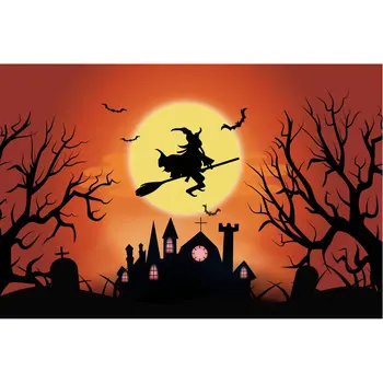 

Halloween Thriller Night Decor Backdrop Witch Withered Tree Photography Background Family Party Decoration Photo Booth Props