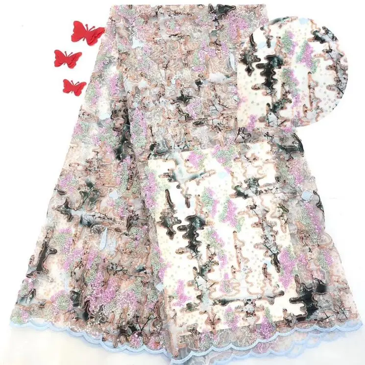 

5yards J-9983 special tulle african Indian net lace fabric with sequins for party dress