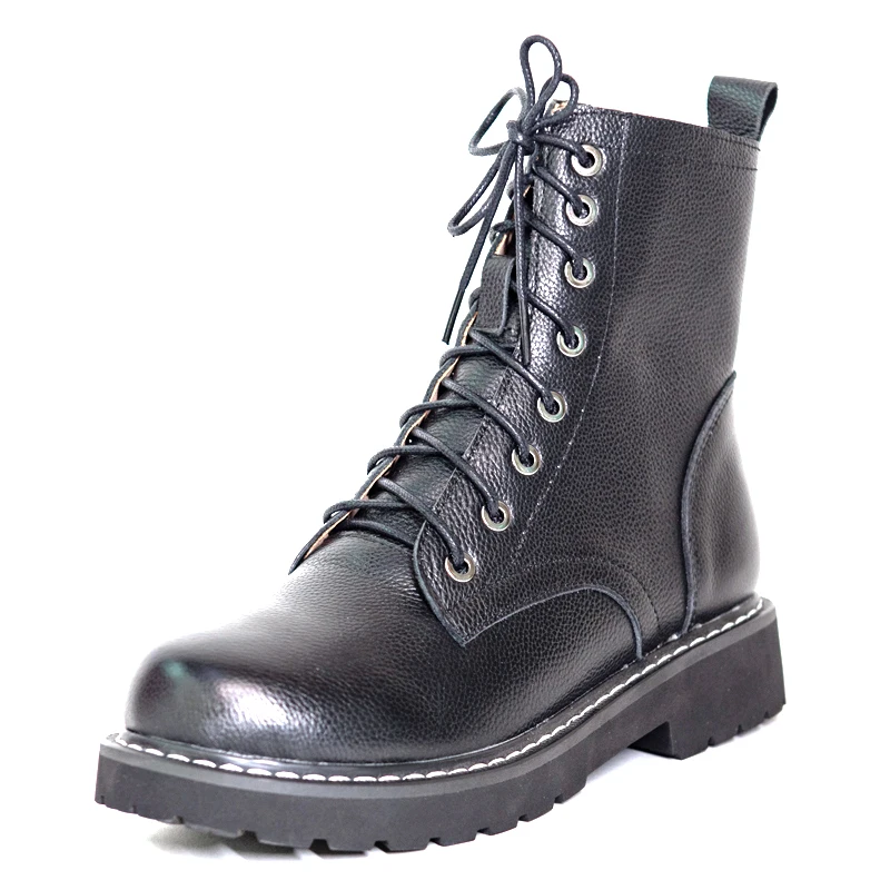 

Leather Women Natural Fur Ankle Boots Winter Women Low Heels G2211 Lady Cross Strap Shoes Black Beige Warm Short Motorcyle Boots