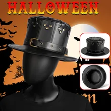 Черная шляпа с заклепками, шляпа Чумного доктора, джентльмена, волшебника, шляпа для косплея на Хэллоуин, Мужская Шляпа Волшебника, новинка