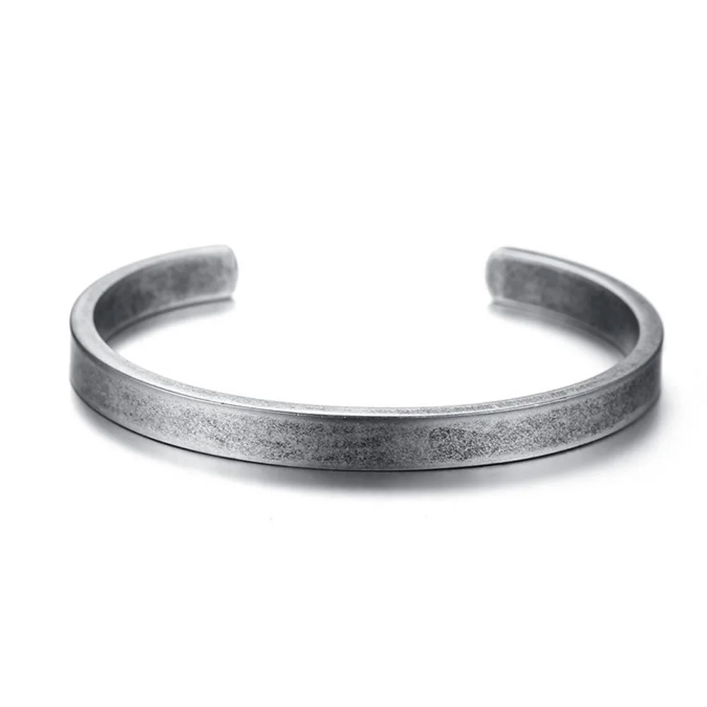 

JHSL Vintage Retro Unisex Women Men Bracelets Bangles C Shape Gray Stainless Steel Fashion Jewelry New Arrival 2019