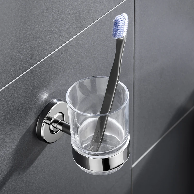 Toothbrush Holder Stainless Steel Wall Mounted Chrome Plating Bathroom Toothbrush Cups Holder Hanger