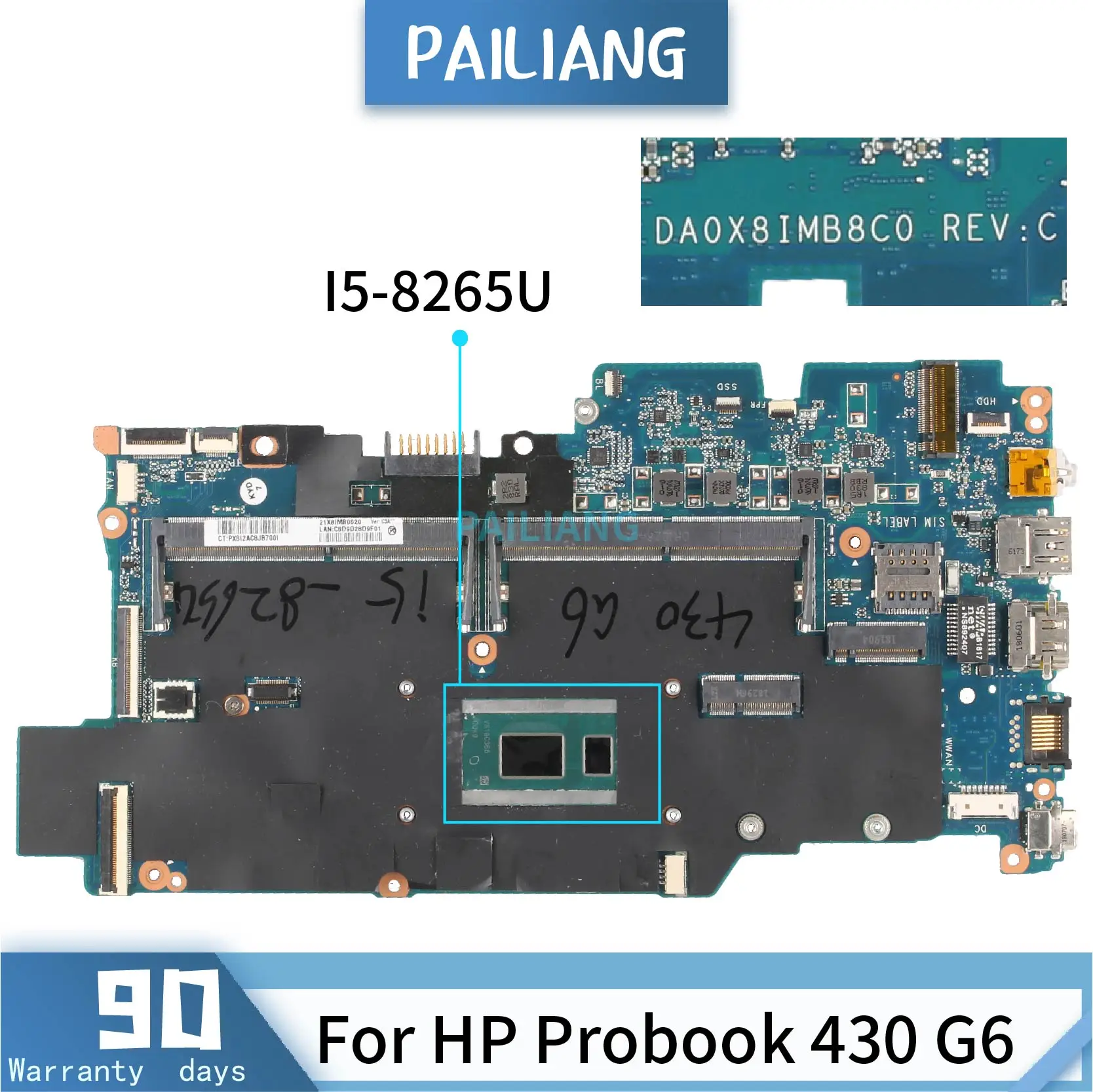 Very best  PAILIANG Laptop motherboard For HP Probook 430 G6 Core I5-8265U Mainboard DA0X8IMB8C0 tesed DDR3