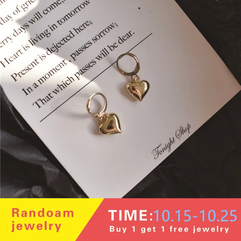 

New Fashion Ins Temperament Metal Circle Lovely Peach Heart Double-sided Polishing Jewelry Hoop Earrings For Women Accessories