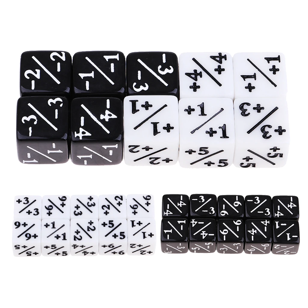 20PCS Set White Six-side Acrylic Dice Family 6-Die For D& D Role Play Game