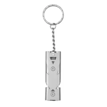

1pcs Outdoors High Decibel Portable Keychain Whistle Stainless Steel Double Pipe Emergency Survival Whistle Multifunction Tool