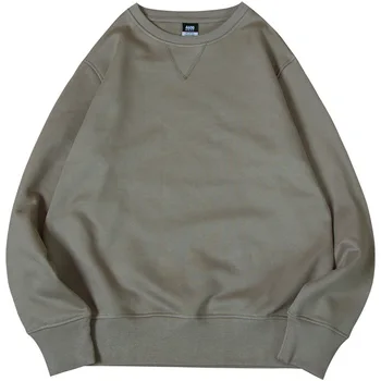 

Fleece Hoodie O-Neck Casual Plus Velvet Thick Cotton Men's Retro Pullover Shirt Couple Autumn Winter Models Streetwear