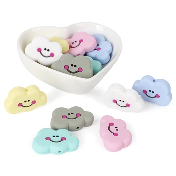 

10Pcs/lot Mini Smile Cloud Silicone Beads BPA Free For Pacifier Clips New Born Silicone