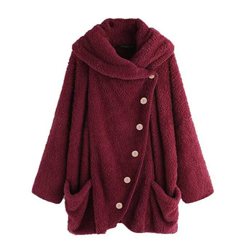 

2019 Plus Size Fleece Sweater Women Cardigan Short Soft Fluffy Sweaters Irregular Button Loose Autumn Winter Coat 5XL