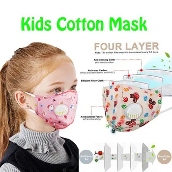 

Kids Cotton Mouth Face Mask With 10pcs PM2.5 Breathing Valve Anti Dust Anti Flu Mask Respirator Adjustable Children Mask