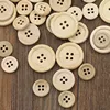 50 Pcs Wooden Buttons Natural Color Round 4 Holes Buttons Sewing Scrapbooking Home DIY Sewing Accessories 15/20/25mm 5