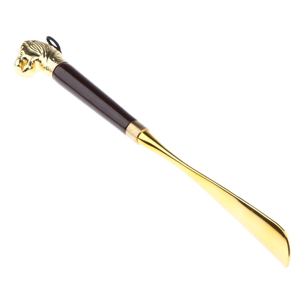 Metal Shoe Spoon Home 12.60inch Alloy Long Handle Shoe Horn Shoehorn Flexible Mobility Aid Stick Gold Color shoe Lifter