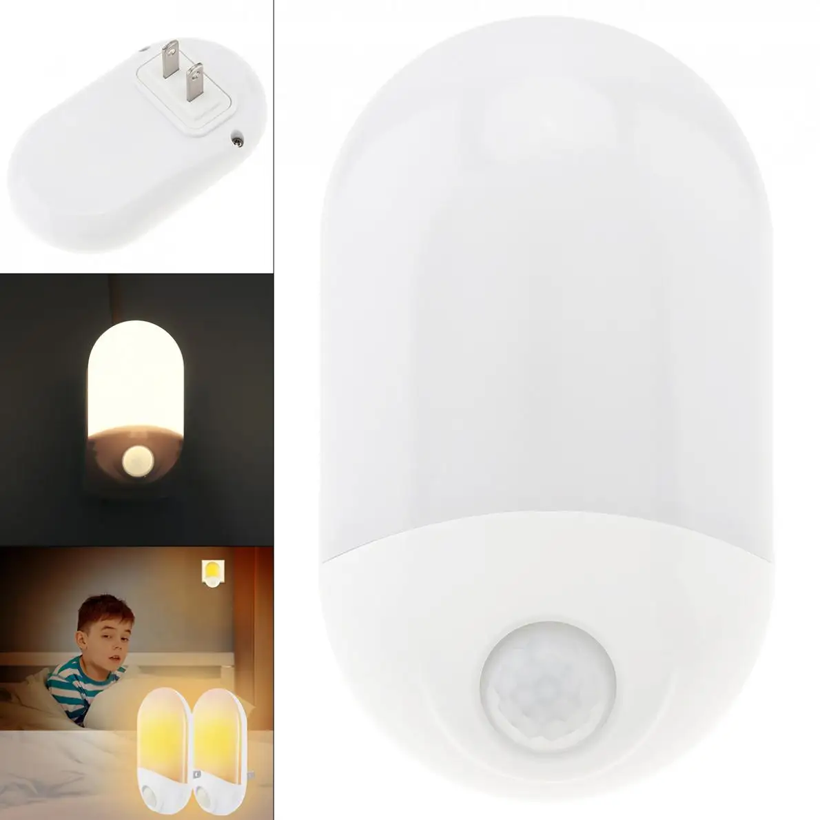 

Plug-in LED Night Light with Motion Sensor PIR Human Activated Wall Light for Bedroom Bathroom Stair Kitchen Hallway