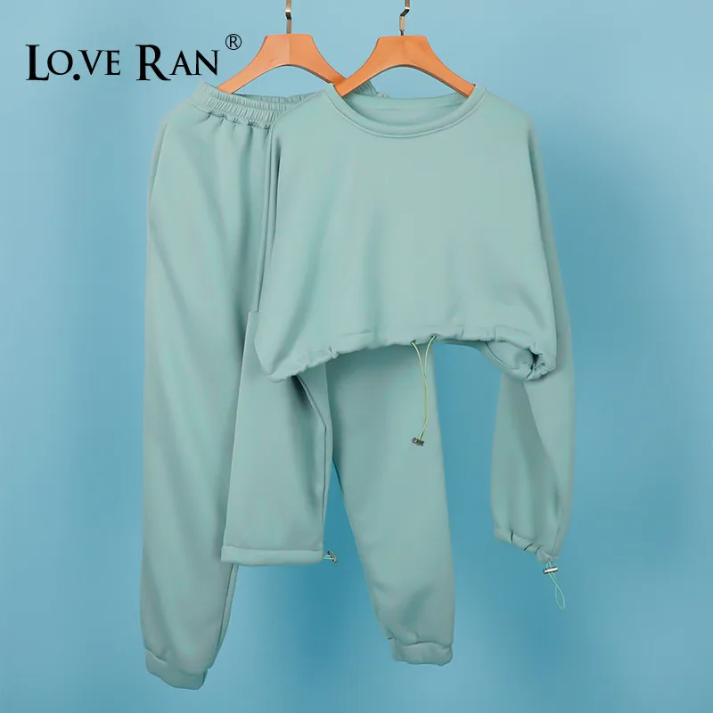 

Women's 2 Piece Sets Oversized Sweatshirt Spring Sportswear Tracksuit Sweatpants and Short Sweatshirts Casual Solid Female Suits