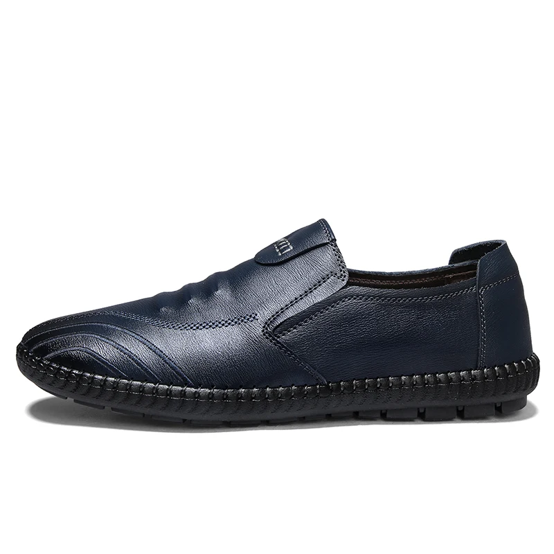 

Men Casual Natural Leather Loafers Slip on Flat Man Walking Luxury Sneakers Blue Brown Male Designer Fashion Shoes Comfortable