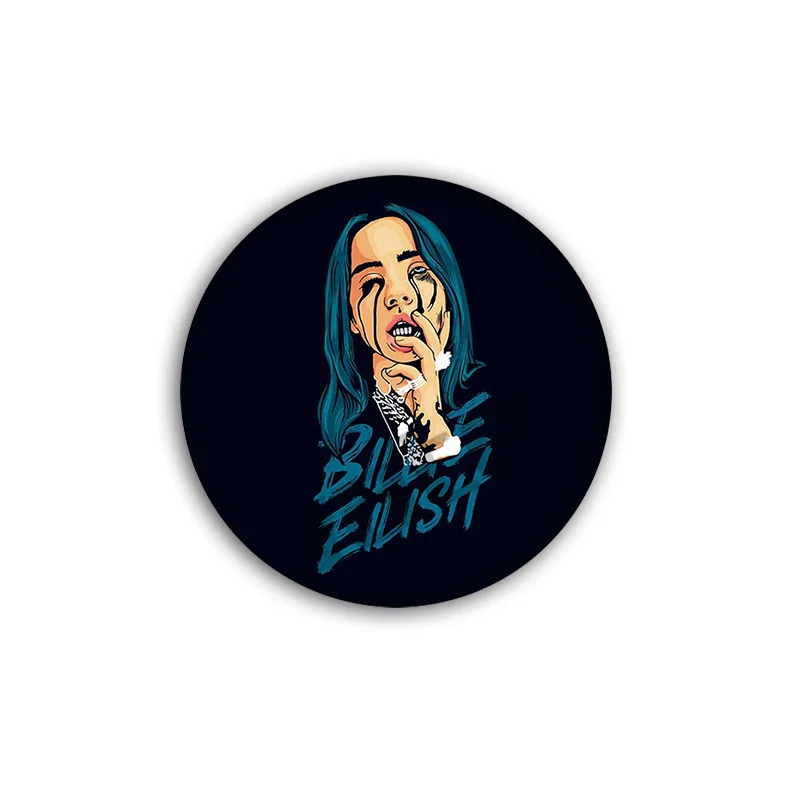 18 3D принт хип-хоп певец Billie Eilish значки на заказ мешочек для брошек одежды DIY нагрудные булавки декоративные броши Рождественский значок - Цвет: 18