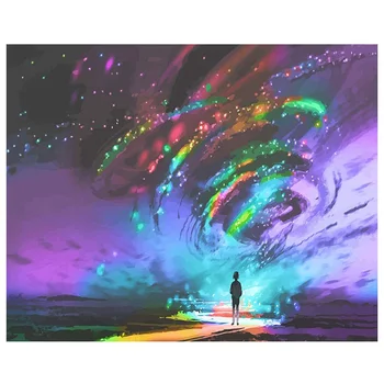 

Paint By Numbers For Adults, DIY Canvas Oil Painting Kit Acrylic Painting Kit For Kids Adults Aurora