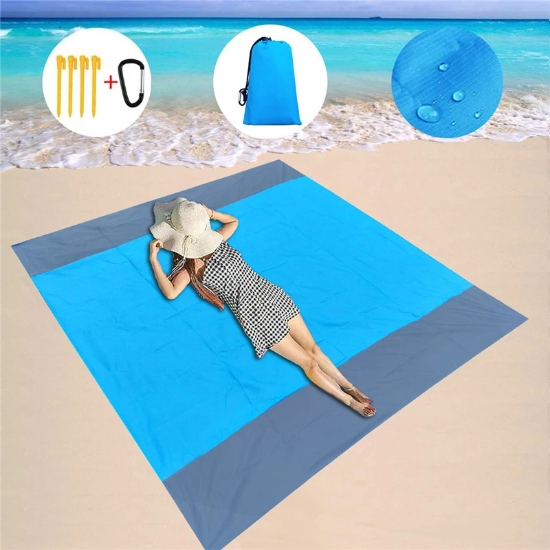

200x210cm Waterproof Beach Mat Sand-free Outdoor Portable Pocket Picnic Mat Travel Tent Mat Mattress Camping Bedding Pad Blanket
