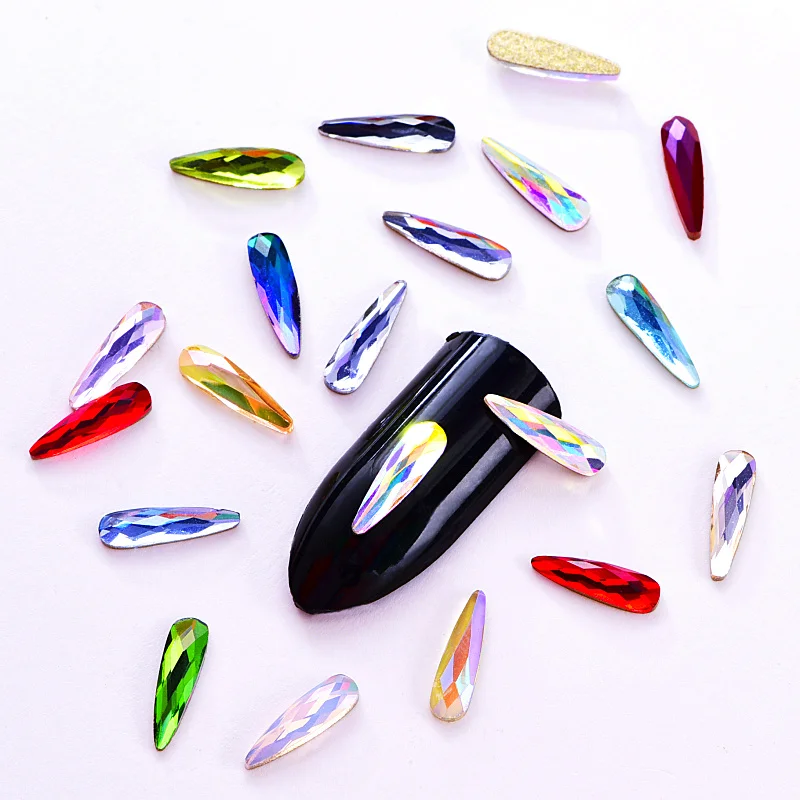 

2.8x10mm 20pcs Teardrop Nail Art Rhinestone Crystal Glass Non Hot Fix Rhinestones Drop Crystal AB Nail Art Decoration B3484