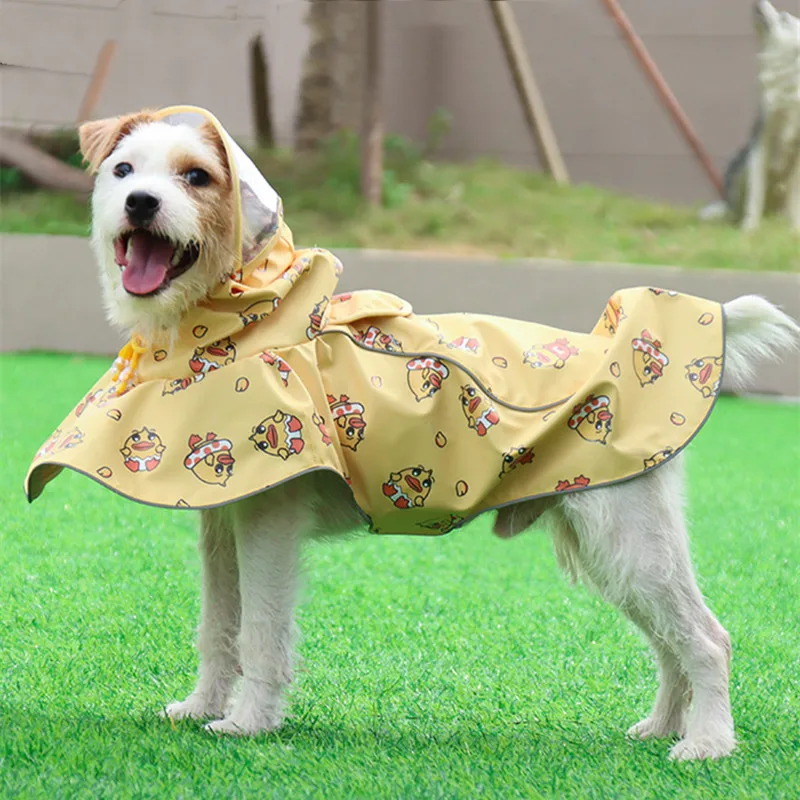 Dog Waterproof Raincoat Jumpsuit Hooded Dog Raincoat Waterproof Dog
