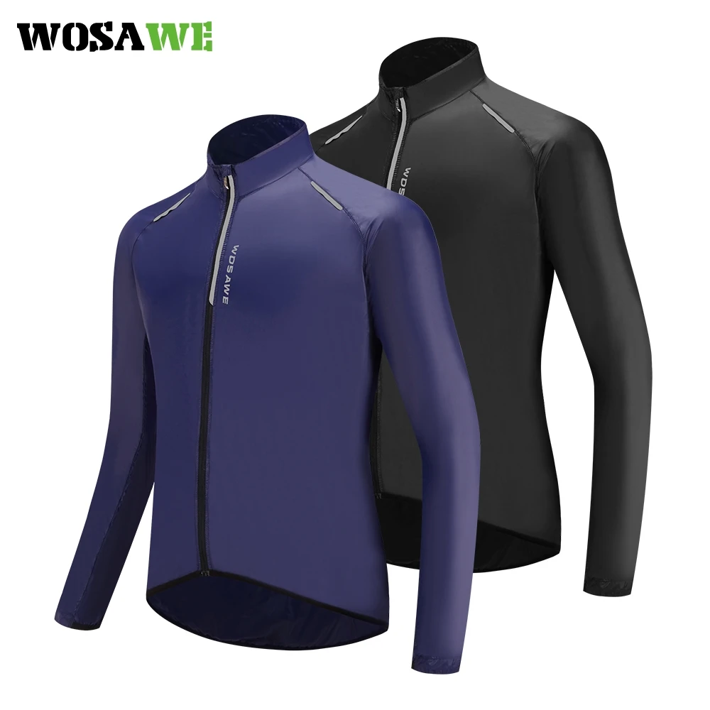 

WOSAWE Men Cycling Long Sleeve Jersey Water Repellent Windproof MTB Bike Jacket Sunscreen Reflective Bicycle Clothes