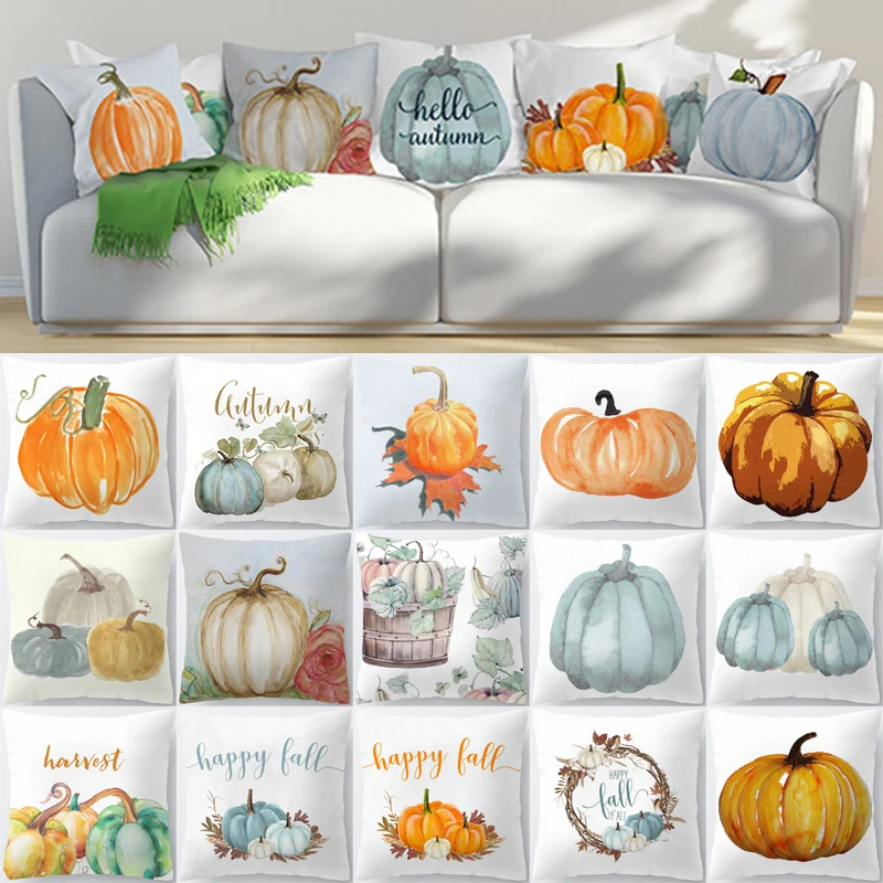 

Cover Home Case Pillow Waist Cushion Halloween Pumpkin Fall NEW Throw