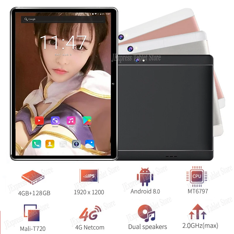 

HD/Clearly Free Shipping 10 inch Android 8.0 Tablets PC 4GB RAM 128GB ROM Deca Core 4G LTE 1920*1200 IPS 8.0MP WiFi Dual Cameras