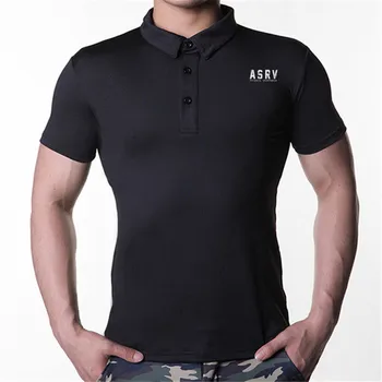 

Men Shirts Turndown Collar Design Short Sleeve Fitness Style Quick Dry High Elastic Summer Casual Fitting Tee Tops Plus Size 3XL