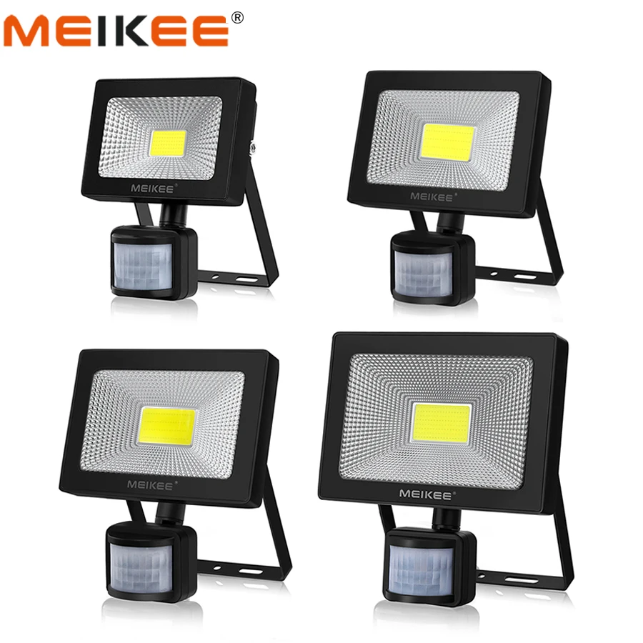 Baratos 10W 20W 30W 50W LED Luz de inundación Sensor de movimiento impermeable AC110 220V Reflector LED PIR Reflector proyector al aire libre