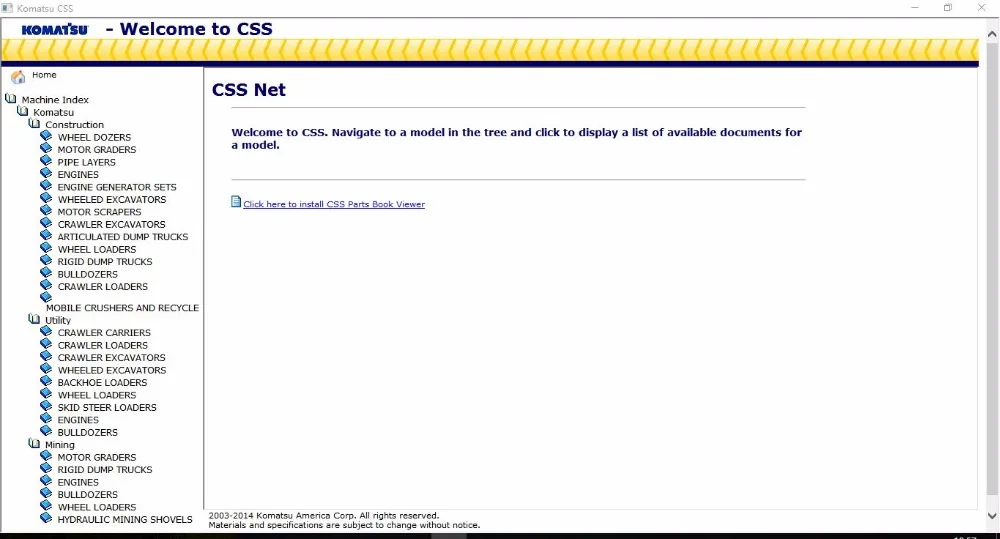 

Полный набор для KOMATSU CSS 2014
