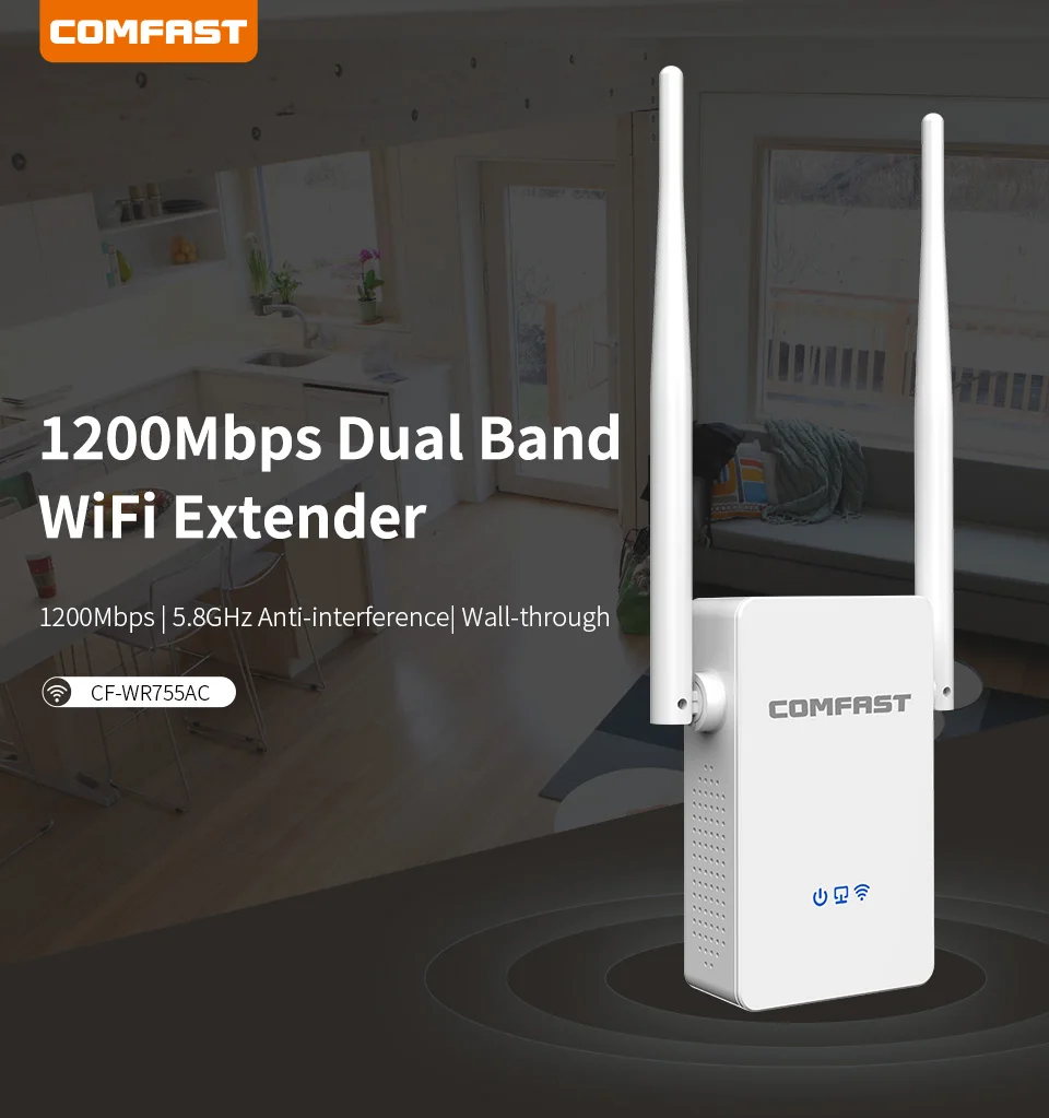 1200 Мбит/с беспроводной WiFi усилитель сигнала 802.11AC двухдиапазонный 5G домашний Wifi 2* 3dbi беспроводной WiFi удлинитель