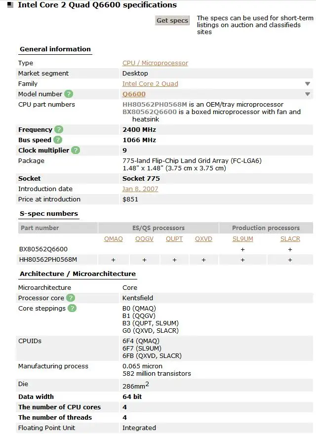 Intel Core 2 Quad Q6600 2,4 ГГц 105 Вт четырехъядерный FSB 1066 Настольный LGA 775 cpu Процессор протестированный рабочий