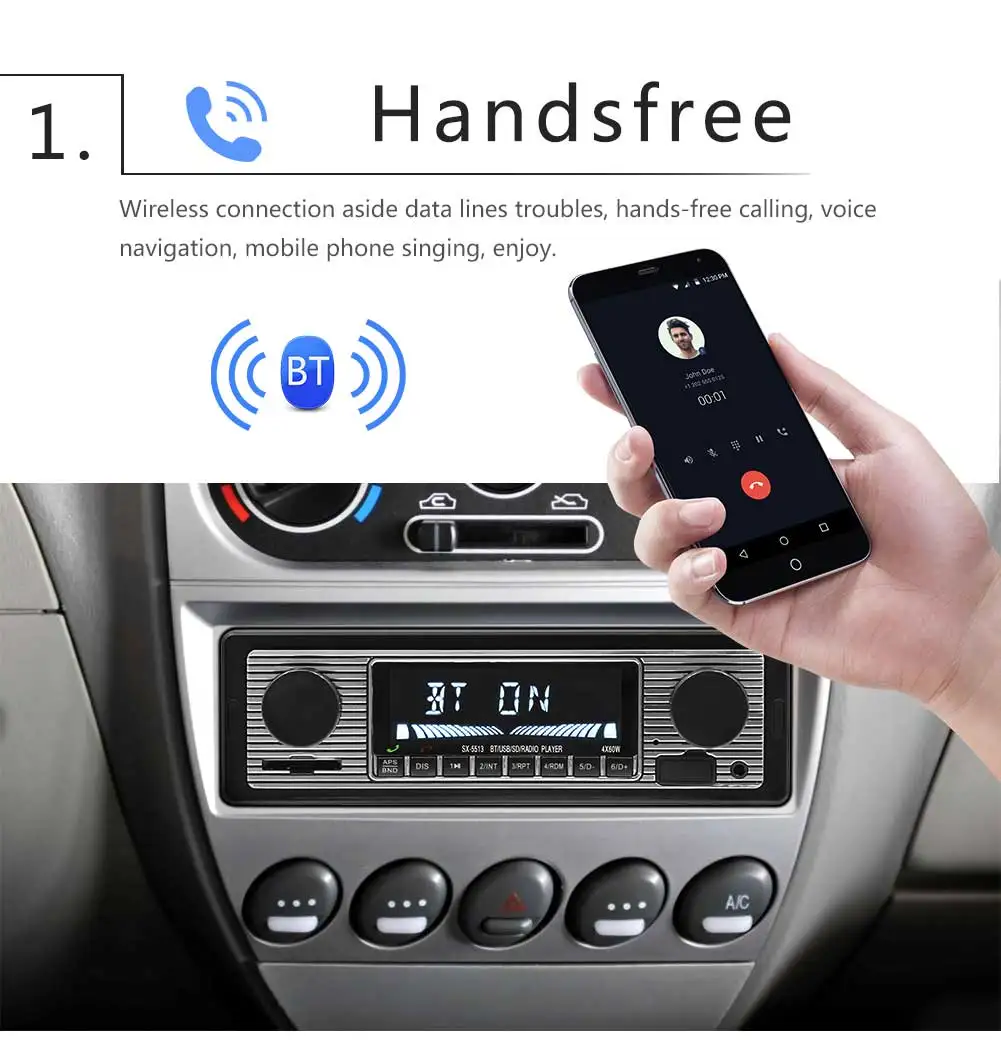 Автомобильный mp3 плеер FM модулятор Bluetooth ЖК-дисплей музыка Винтаж аудио USB стерео радио Aux Функция Hands Free AUX Автомобильный mp3 плеер FM модулятор Bluetooth ЖК-дисплей музыка Винтаж аудио USB стерео радио Aux Функция Hands Free AUX