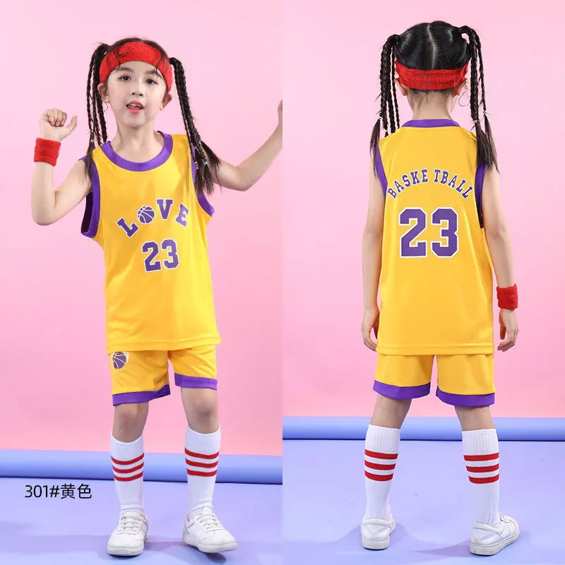 Kids Love No.23 Basketball Set kits,Girls Basketball jerseys,boys