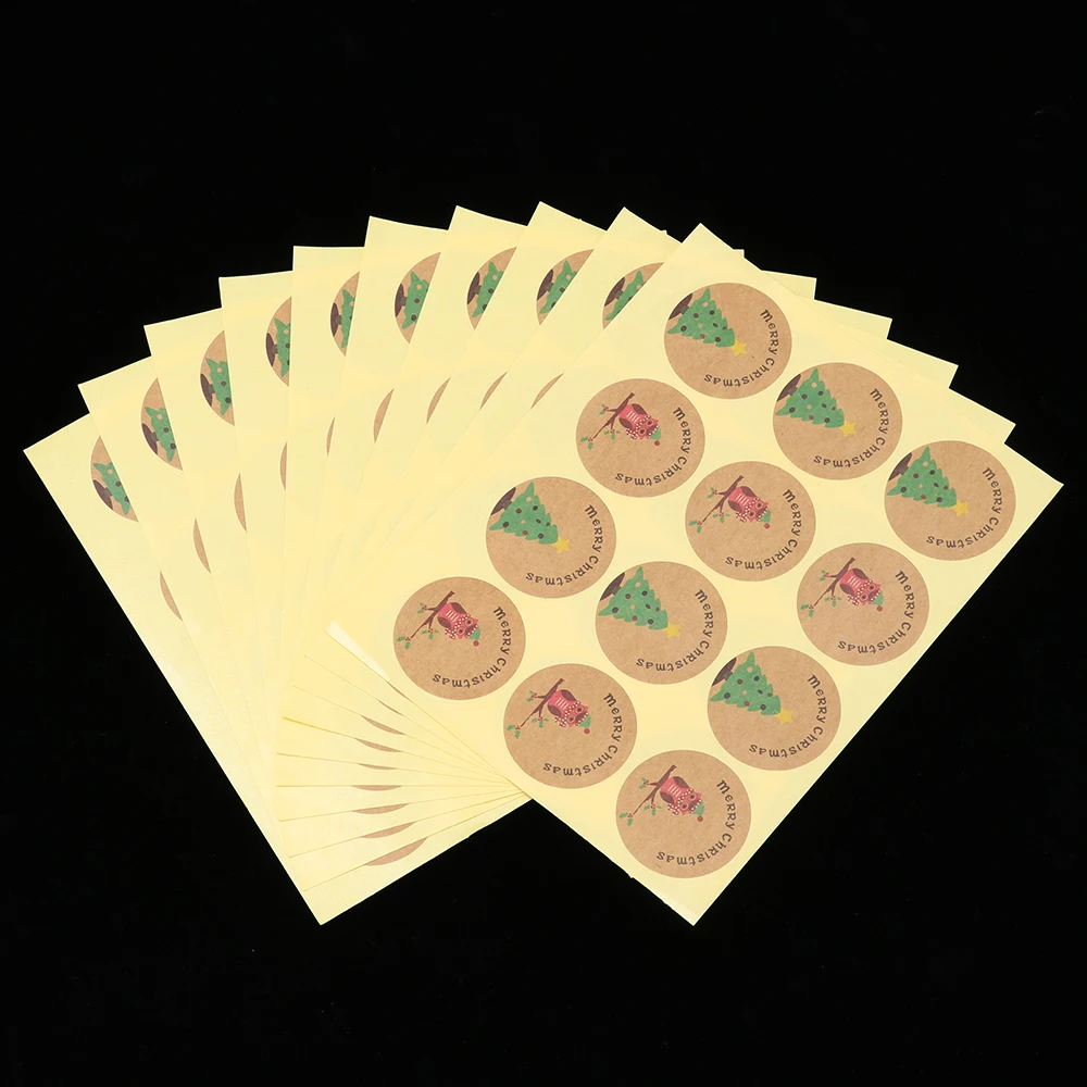 60/120 шт Упаковка для торта крафт-наклейка для запечатывания DIY Merry Christmas Tree Owl ручная работа самоклеющиеся наклейки s для выпечки горячая распродажа