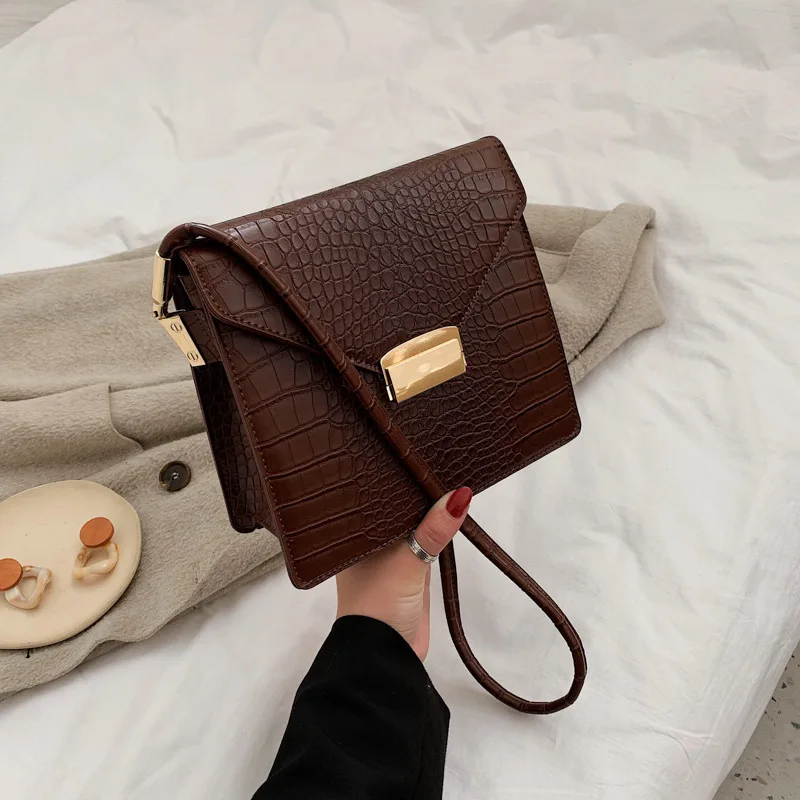 

Retro Hong Kong Style Bag Women's 2019 New Style Fashion Korean-style Versatile Textured Shoulder Bag Stone Pattern Fashion Smal