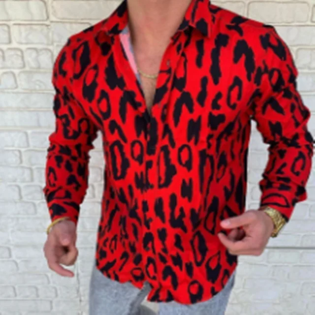 Casual Men Slim Fit Print Party Club Shirt Luxury Brand Printed Shirt 2021 Spring and Autumn Men Fashion Trend Long Sleeve Shirt YHCCS-16