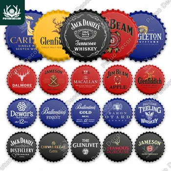 

Putuo Decor Beer Bottle Cap Decor Tin Sign Plaque Decorative Metal Sign Man Cave Pub Bar Club Wall Decoration