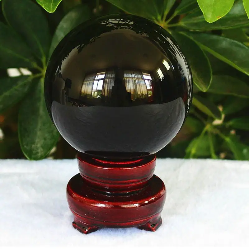 40mm/50mm Crystal Ball Asian Rare Black Obsidian Sphere Crystal Ball Healing Stone Decor Feng Shui