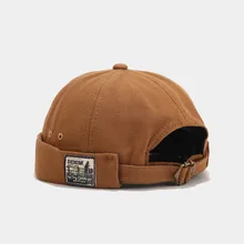 Spring Corduroy Easy Sailor Biker Cap Men Adjustable Brimless Skull Bucket Cap Brimless Hat Adjustable Winter Hat Bonnet Beanies