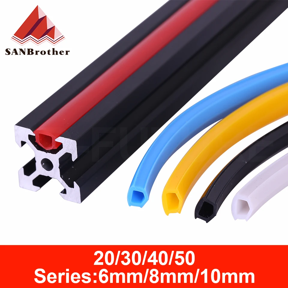 1meter 20/30/40/50 series 6mm/8mm /10mm flat seal for 2020 aluminum profile soft V-Slot Cover/ Panel Holder C-Beam machine