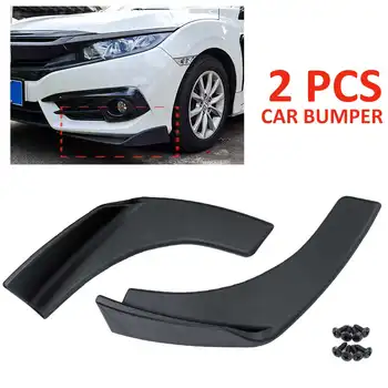 

2Pcs Black ABS Universal Car Front Rear Bumper Protector Lip Splitters Winglets Canards Spoiler Diffuser Canard Lip Protection