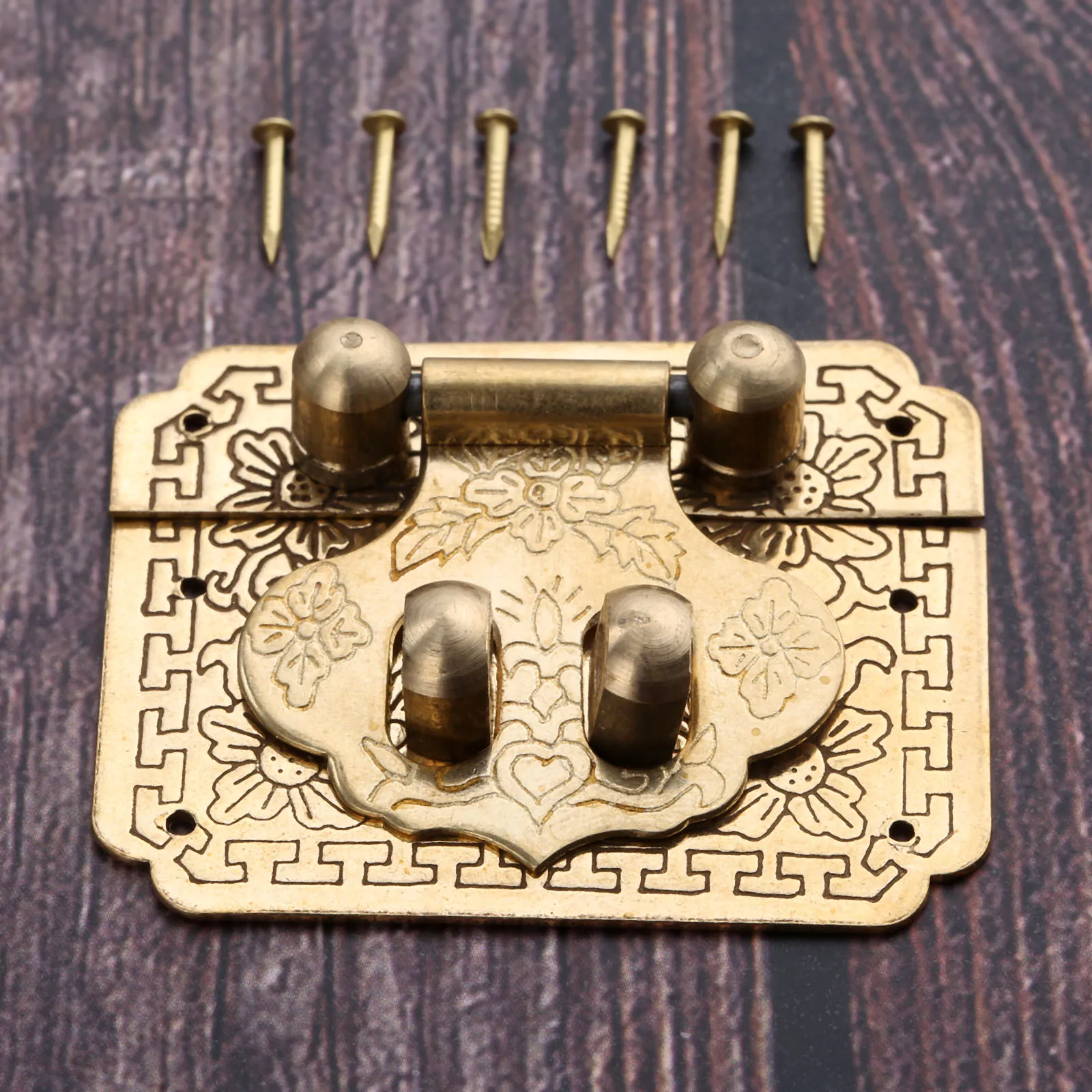 1Pc Antique Bronze Brass Decorative Wood Case Box Hasp Closure Jewellery Box Lock Buckle Latch 50*40mm
